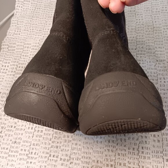 Lands' End women's suede & leaf print zip-up mid calf winter boots sz 8.5 B - Picture 8 of 12